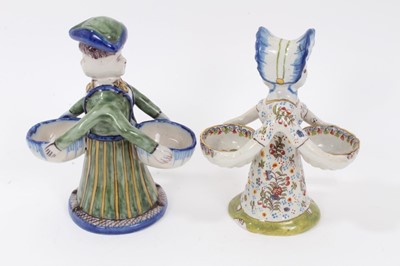 Lot 98 - Two French faience figural salts