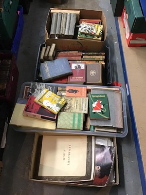Lot 238 - Collection of books, mostly 20th century fiction, and a box of ephemera and prints