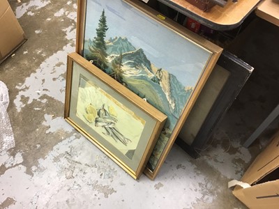 Lot 360 - Three French Cats 30/150, Eileen Greenwood engraving, L.S. Lowry photographic print, together with other paintings and prints