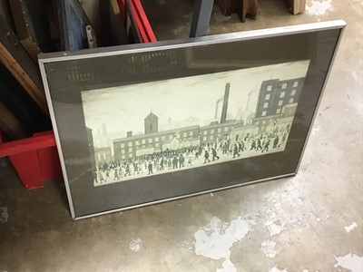Lot 360 - Three French Cats 30/150, Eileen Greenwood engraving, L.S. Lowry photographic print, together with other paintings and prints