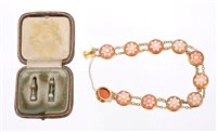 Lot 751 - Carved shell cameo bracelet with gilt metal...