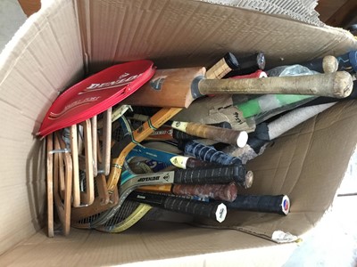Lot 254 - Collection of cricket bats and tennis racquets