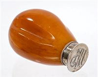 Lot 752 - Late Victorian natural amber-handled seal with...