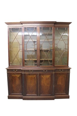 Lot 1205 - Early 20th century mahogany breakfront bookcase