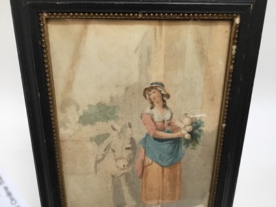 Lot 204 - Francis Wheatley 1747-1801, watercolour, Preparatory study for one of The Cries of London 'Turnips and Carrots, Ho', signed with initials