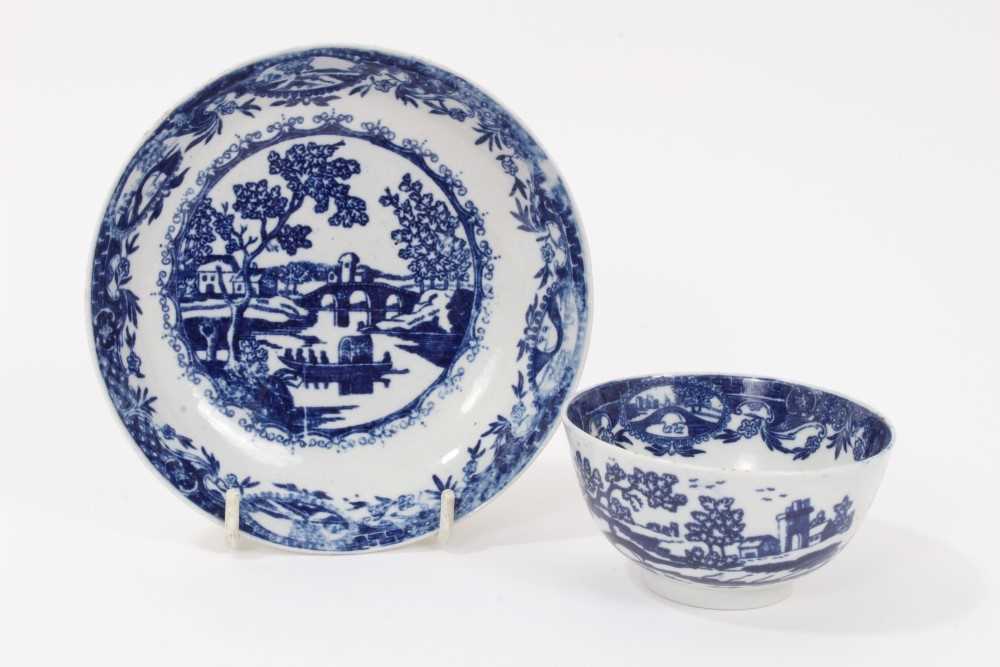 Lot 3 - Liverpool blue and white tea bowl and saucer