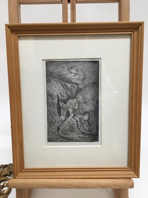 Lot 180 - Richard Heseltine (1914-2012) etching - Italian landscape with a figure on a donkey, in glazed frame, 19cm x 12.5cm