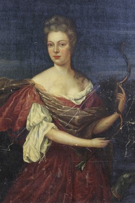 Lot 1054 - English School 18th century, oil on panel - Diana the huntress