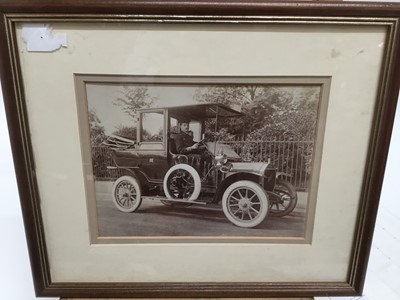 Lot 187 - Early Motoring interest- black and white photograph of a chauffeur in a Napier, framed, 16.5cm x 21.5cm