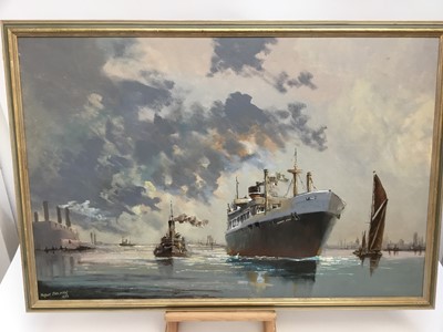 Lot 199 - Frank Selman (20th century) oil on board - Gravesend, passed inwards