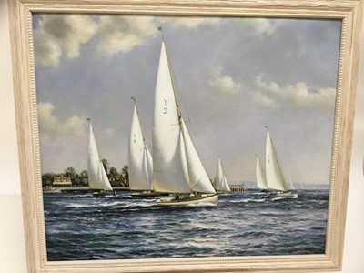 Lot 32 - English School, 20th century, oil on canvas - Yacht race, together with another