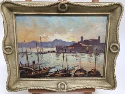Lot 210 - Mid 20th century French School oil on board - Marseilles, indistinctly signed, framed, 23cm x 32cm