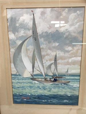 Lot 214 - Christopher Glanville (b. 1948) gouache - Yachting scene