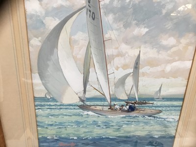 Lot 214 - Christopher Glanville (b. 1948) gouache - Yachting scene