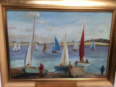Lot 215 - George Herbert Buckingham Holland - oil on board, Sailing at Pitsford
