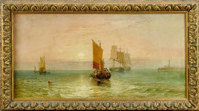 Lot 1059 - 19th century oil on canvas, Marine, indistinctly signed