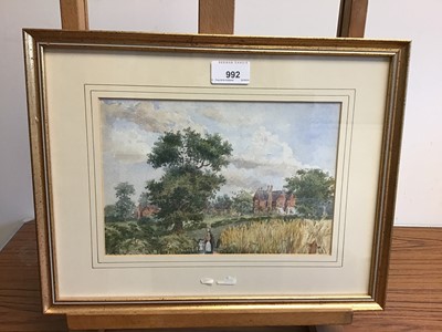 Lot 992 - Group of mostly 19th century English School watercolours to include: Margaret Wedderburn, five rural views, Lucy Griffith, three Welsh landscapes, figure fishing on a river, botanical study, two mi...