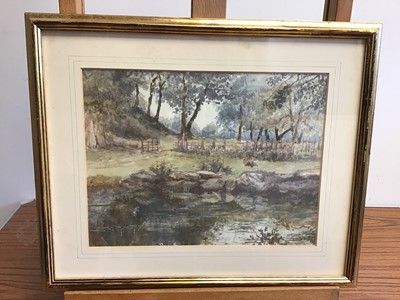 Lot 992 - Group of mostly 19th century English School watercolours to include: Margaret Wedderburn, five rural views, Lucy Griffith, three Welsh landscapes, figure fishing on a river, botanical study, two mi...