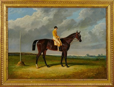 Lot 949 - Andre De Moller (b.1942) oil on canvas after Herring - jockey on a racehorse, signed, in gilt frame, 55cm x 75cm