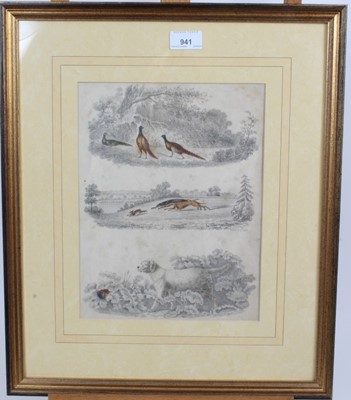 Lot 941 - Adam East, set of four 19th century hand coloured engravings - Sporting views, in glazed gilt frames, 29cm x 22cm