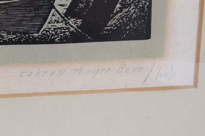 Lot 995 - Carroll Thayer Berry (1886-1978) signed woodcut - The Cove, Maine Coast, signed and titled in pencil, mounted, 37cm x 41cm