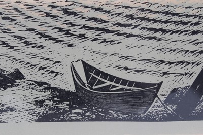 Lot 995 - Carroll Thayer Berry (1886-1978) signed woodcut - The Cove, Maine Coast, signed and titled in pencil, mounted, 37cm x 41cm
