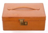 Lot 764 - Vintage brown pigskin leather jewellery box...