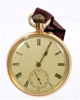 Lot 768 - Victorian gentlemen's 18ct gold open face...