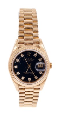 Lot 602 - Ladies Rolex gold Oyster Perpetual DateJust wristwatch, model 69178