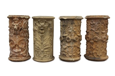 Lot 1261 - Set of four Victorian terracotta pillars believed to be from the Victoria and Albert Museum