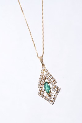 Lot 530 - Emerald and diamond pendant on chain