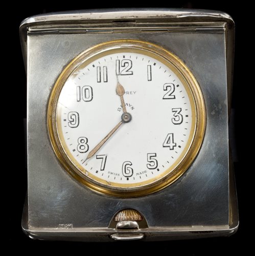 Lot 772 - Asprey silver travelling clock with eight day...