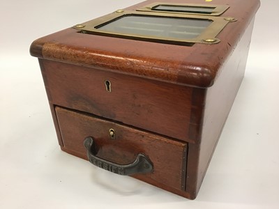 Lot 1898 - Victorian mahogany and brass mounted shop's cash register/till by O'Brien