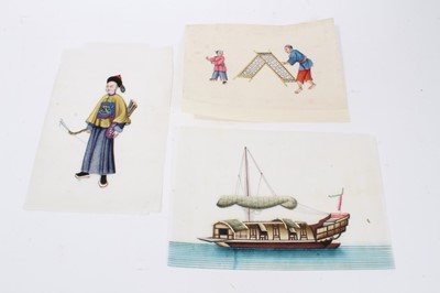 Lot 678 - Three 19th century Chinese paintings on rice paper