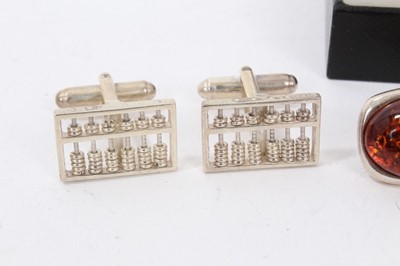 Lot 100 - Pair Mont Blanc cufflinks in box and other cufflinks