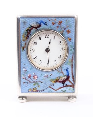 Lot 630 - Fine Early 20th century Swiss enamelled Silver miniature carriage clock