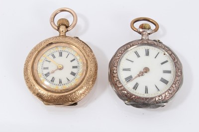 Lot 604 - Ladies 14ct gold fob watch And silver fob watch