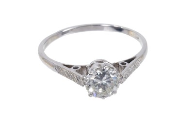 Lot 506 - Diamond single stone ring with a round brilliant cut diamond estimated to weigh approximately 0.75 carats