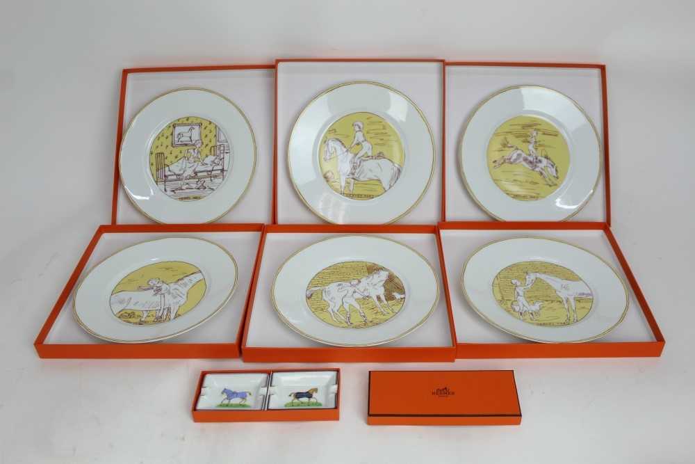 Lot 883 Unusual set of six Hermes plates, pair of
