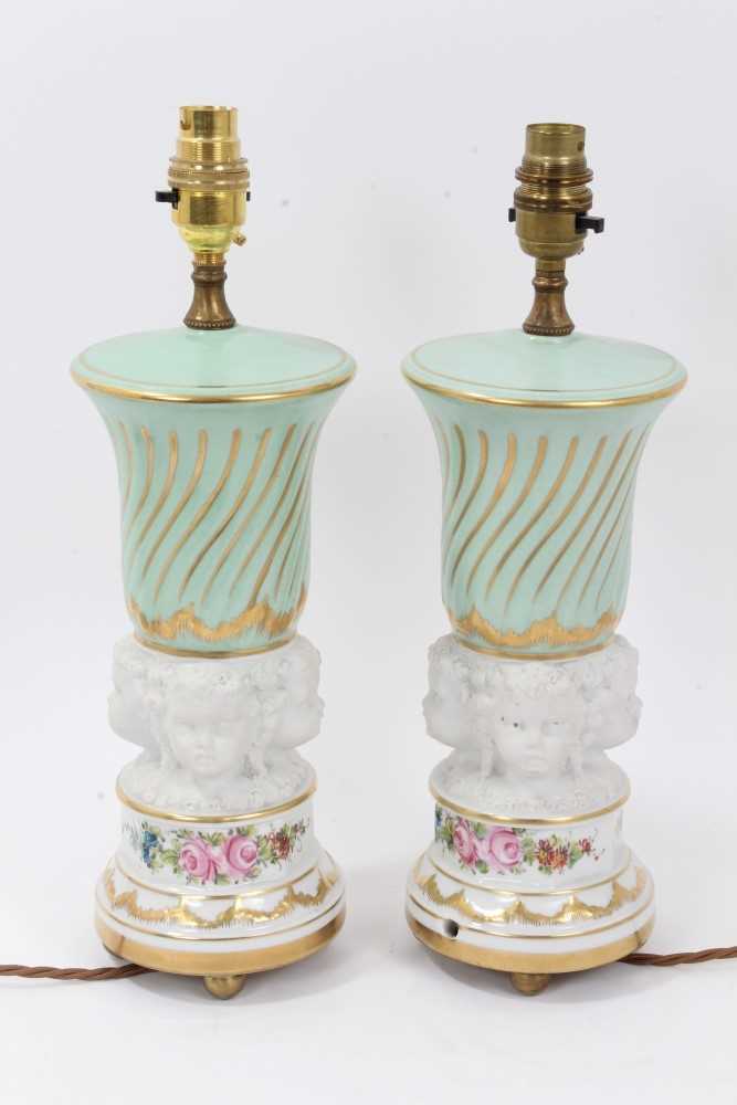 Lot 694 - Pair of French porcelain lamp bases