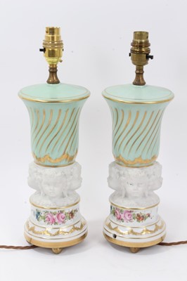 Lot 694 - Pair of French porcelain lamp bases