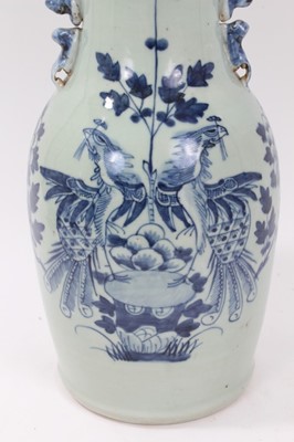 Lot 698 - Chinese celedon porcelain vase converted to a lamp base