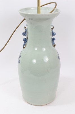 Lot 698 - Chinese celedon porcelain vase converted to a lamp base