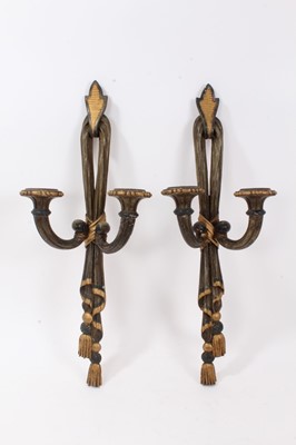 Lot 700 - Pair of Louis Philippe carved and painted wooden wall sconces