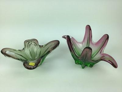 Lot 161 - Two 1950s Murano free form glass bowls