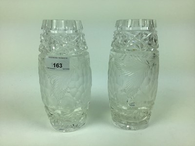 Lot 163 - Pair of cut and etched glass Daum vases