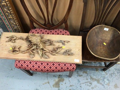 Lot 340 - Carved pine ho-ho bird and hand carved Greek bowl