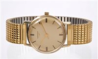 Lot 788 - 1970s gentlemen's Longines 9ct gold wristwatch...