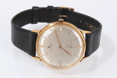 Lot 624 - 1960s gentlemen’s  Cyma gold wristwatch