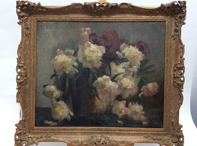 Lot 241 - Oil on canvas- still life study of flowers, in gilt frame